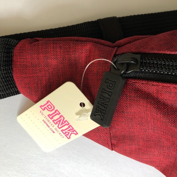 $13💋New VS LOVE PINK Deep Ruby/White Fanny Pack - Picture 3 of 8